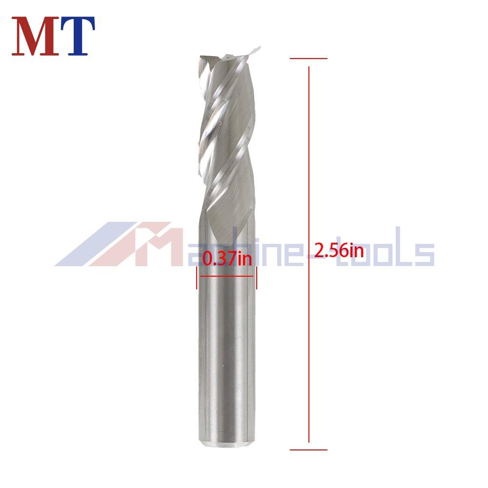 3 Pack 3/8" 3 Flute End Mill Regular 2-1/2" Overall Length Carbide
