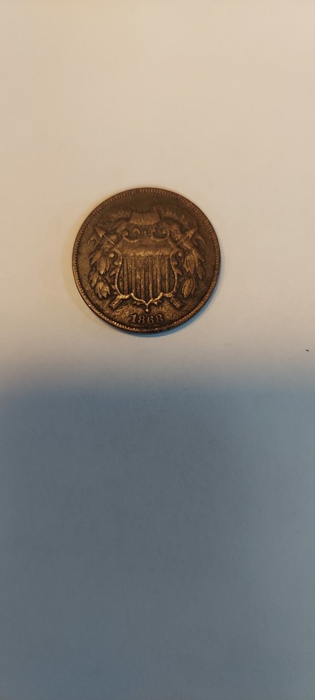 1868 Two Cent 2C USA Copper Obsolete Denomination Coin