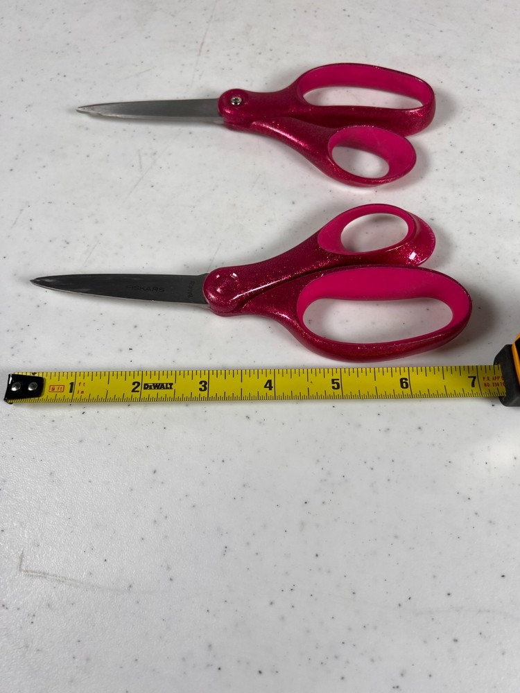 (2) Fiskars Student Scissors 7" Kids 12+ Pink Sparkle