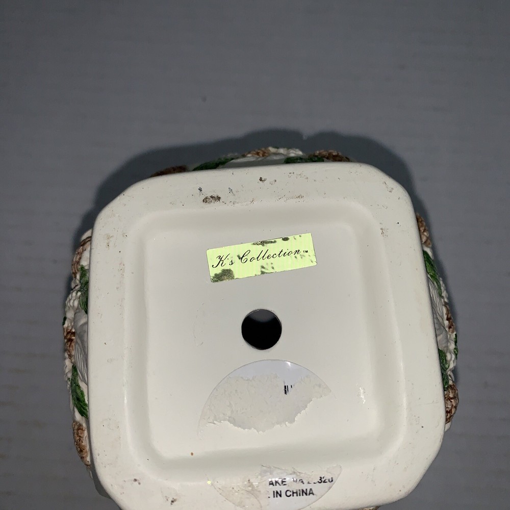 Art Pottery Cornucopia Vase Planter White 5” Vintage