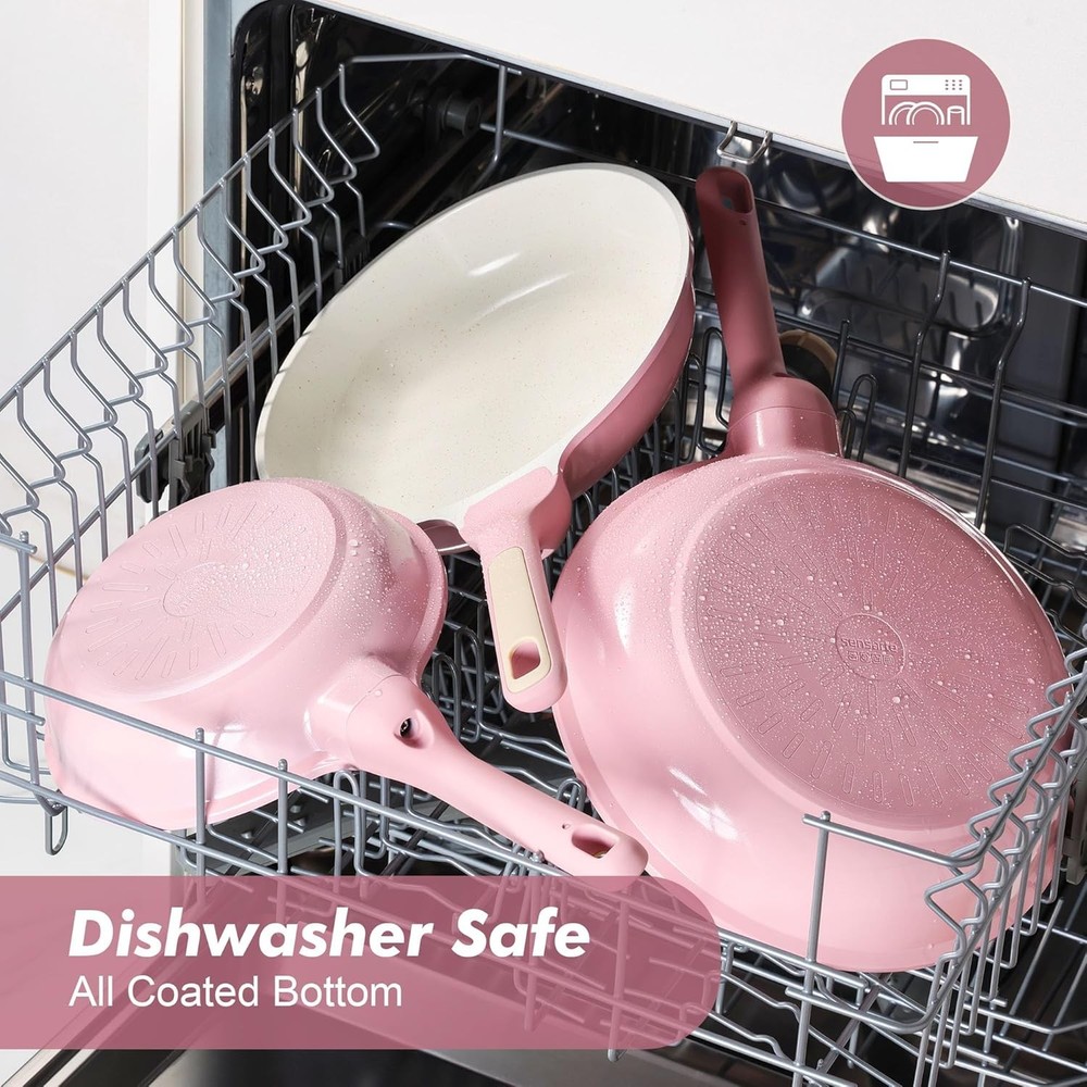 Pink Non Toxic Ceramic Frying Pan 9.5"