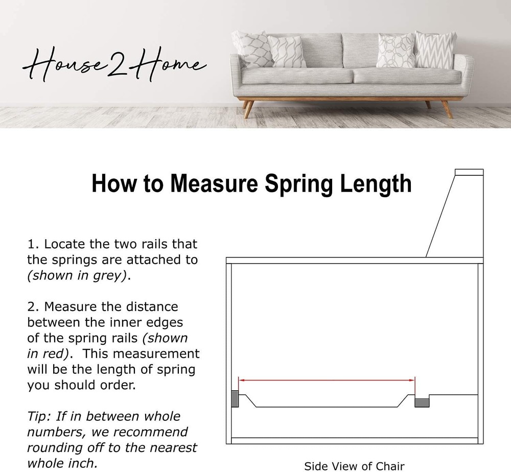 House2Home 25" Sofa Upholstery Spring 25" 2-pack Springs, Grey