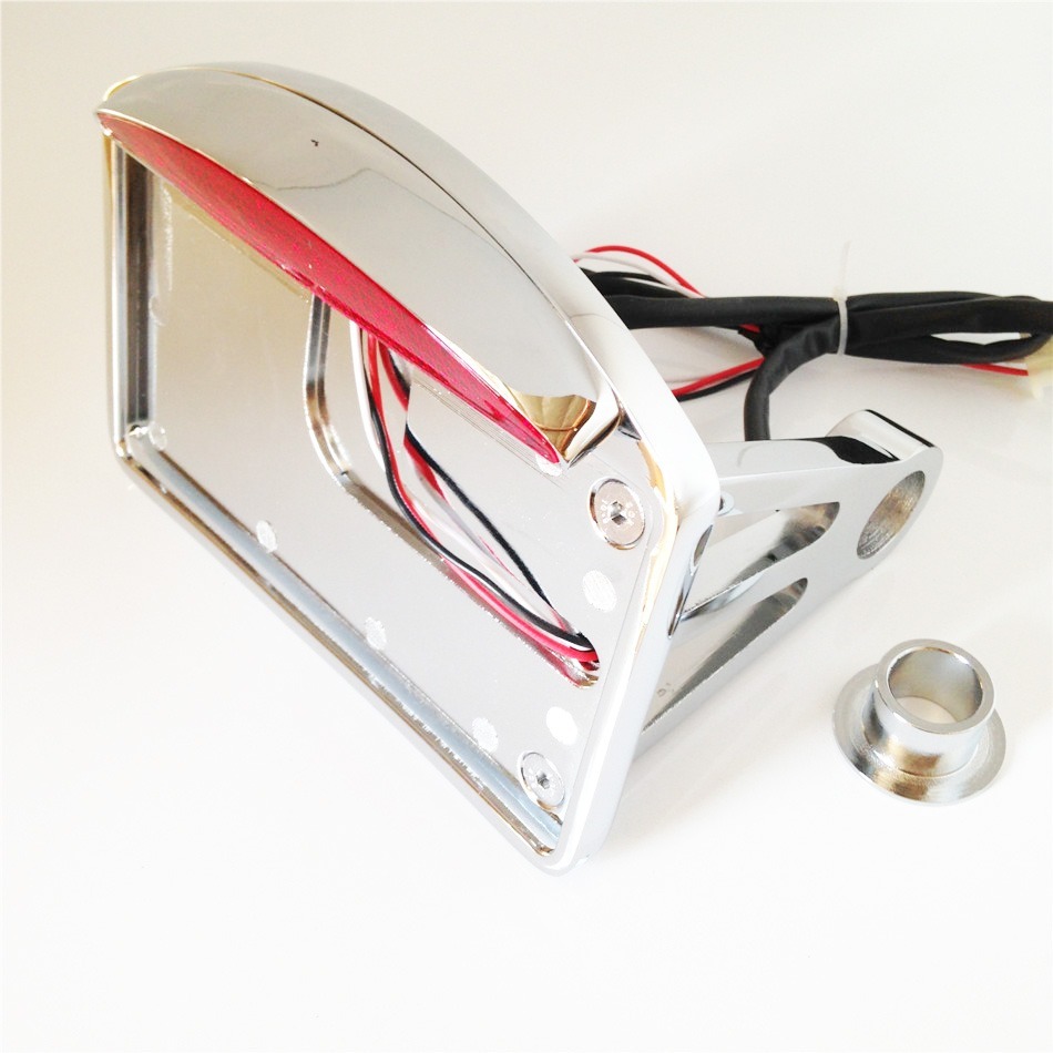 Side Mounted License Plate Assembly Chrome Led Tail Brake Light