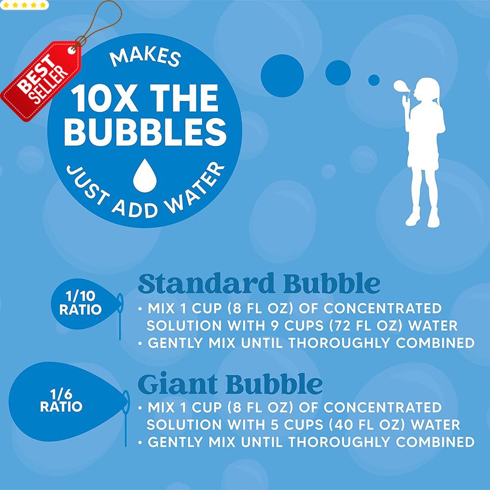 32oz Concentrated Bubble Solution Makes 2.5 Gal Refill for Machine Wands - US