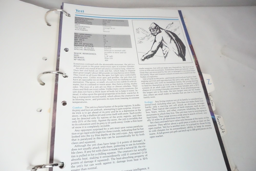 Monsters Compendium Binder AD&D Vol 1 & 2