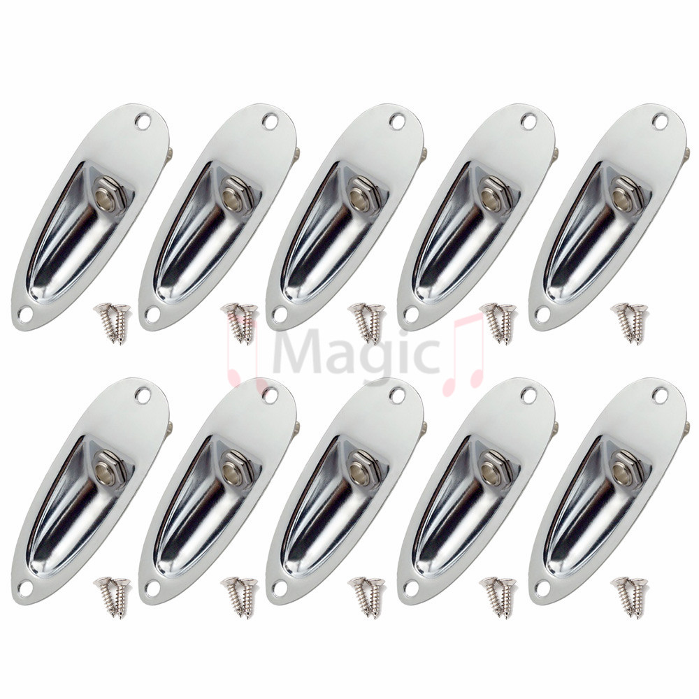 10pcs Boat Style Strat Guitar Output Jack Plate Socket Chrome