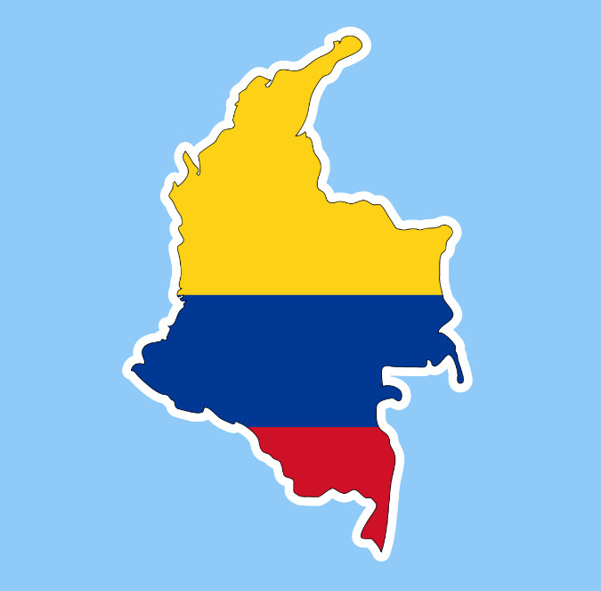 Colombia Map Flag Sticker Decal - WATERPROOF