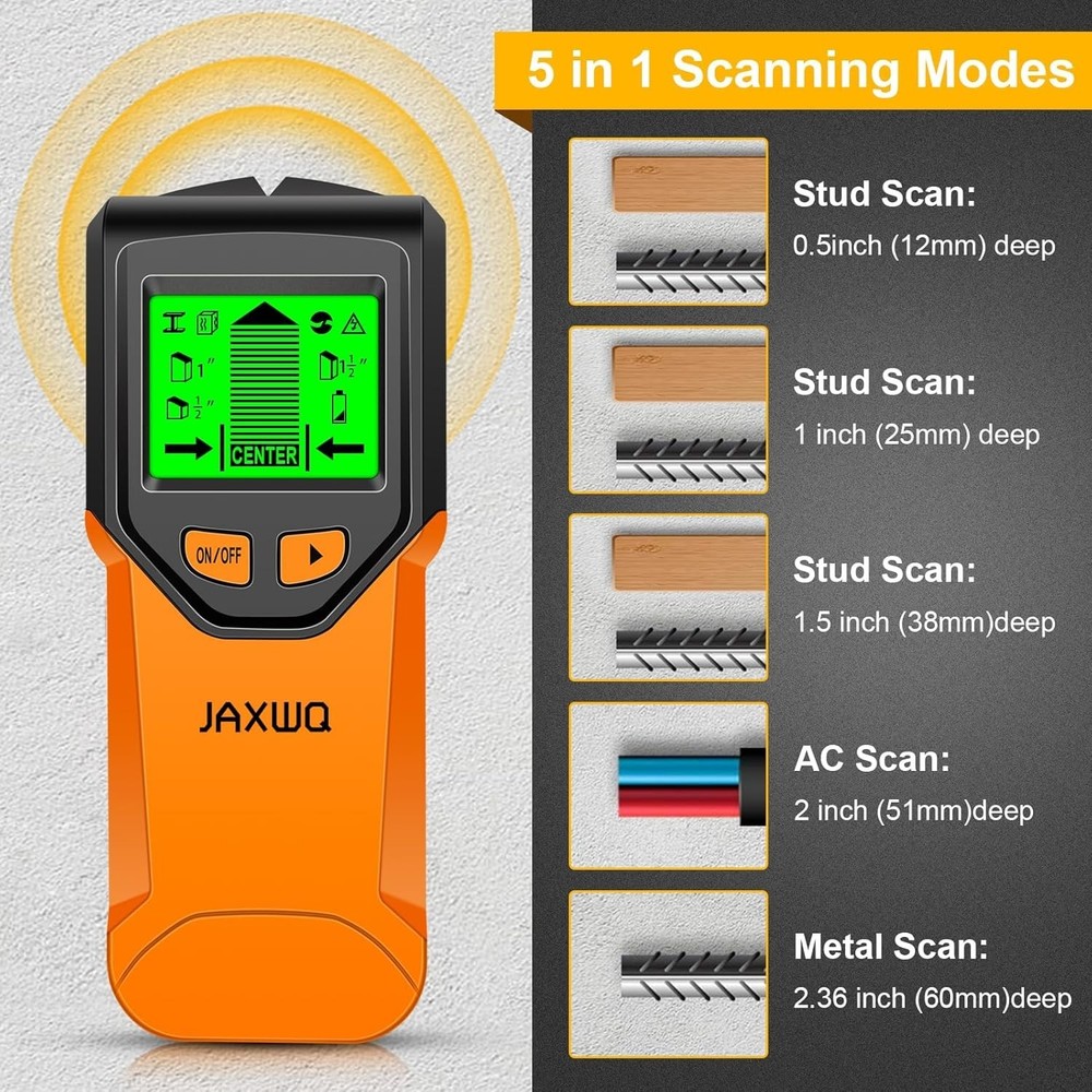 Battery Powered Wall Stud Finder with High Sensitivity and Backlit Display