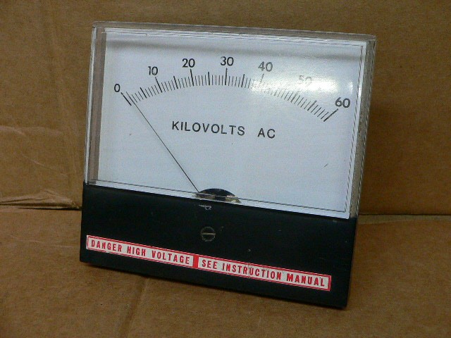 Analog Panel Meter 0-60 Kilovolts Ac High Voltage Warning