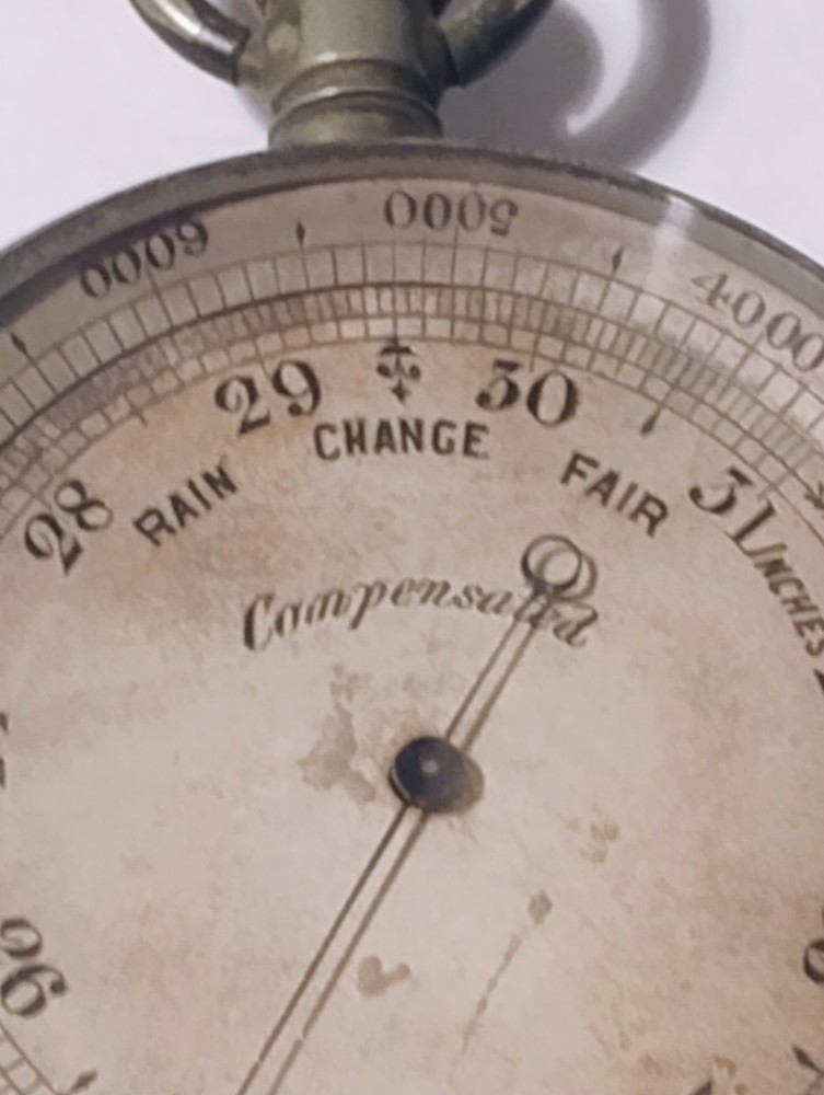 Pocketwatch Barometer Compensated Silver Tone