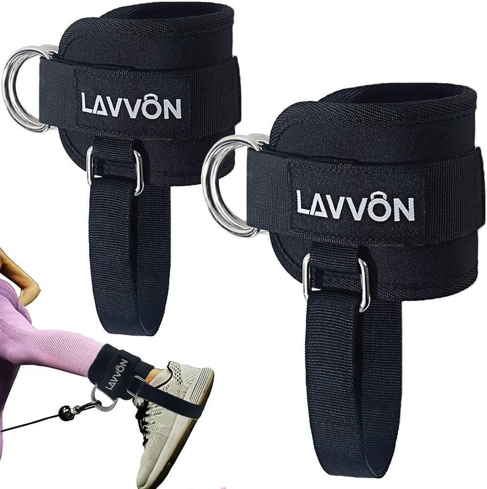 Ankle Straps for Cable Machines Kickbacks - Adjustable Comfort Black