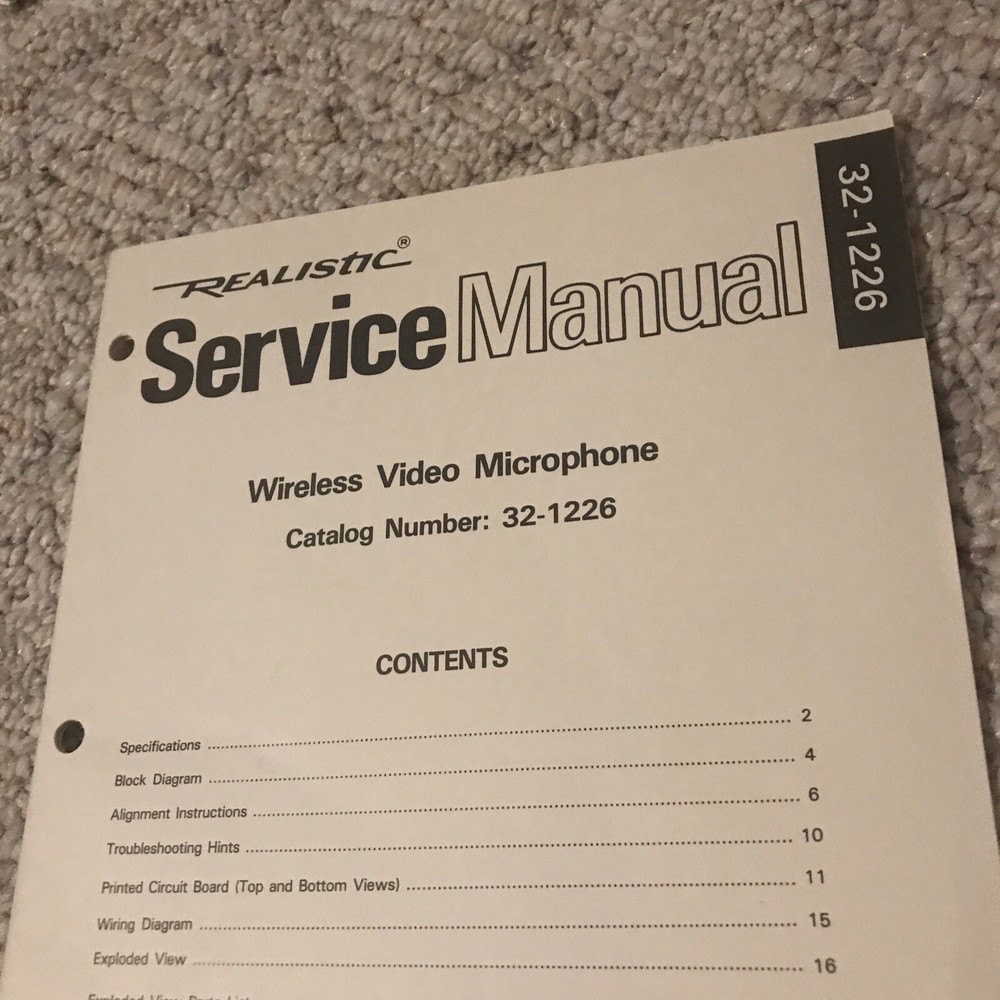 Realistic wireless video microphone service manual 32-1226