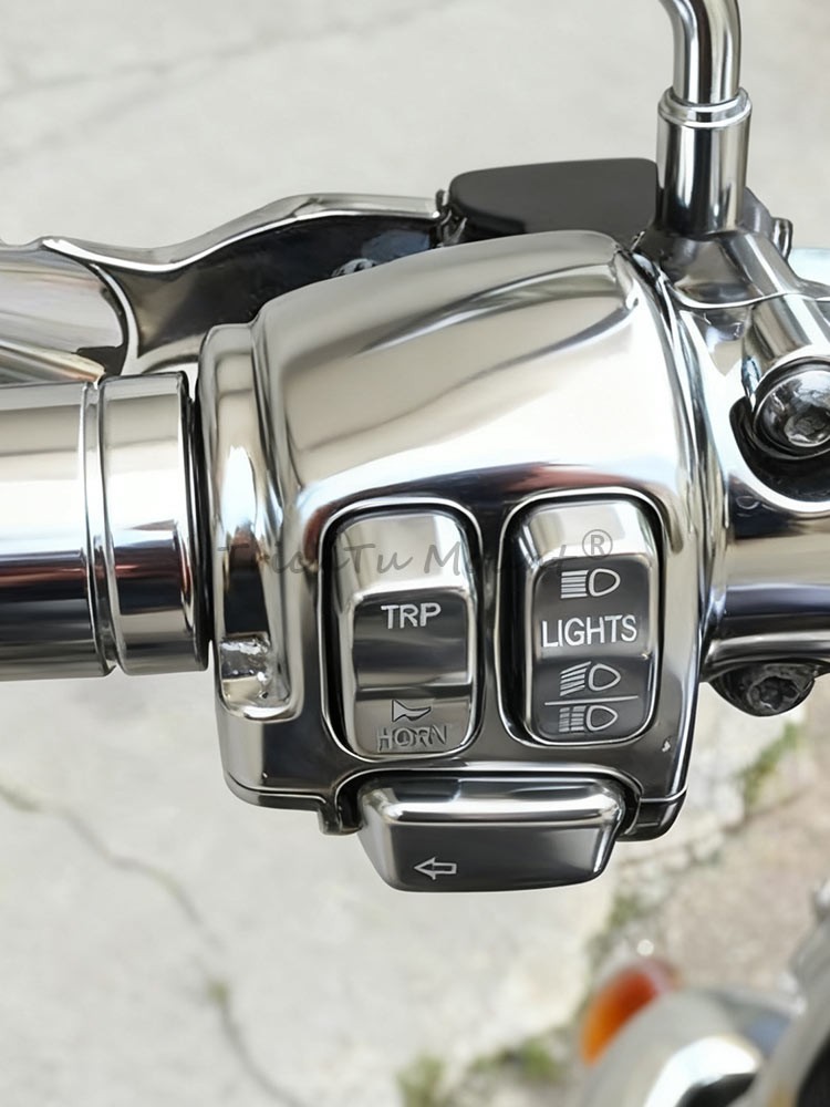Handlebar Control Switch Housing Chrome Caps For Harley Softail Fat Boy FLSTF
