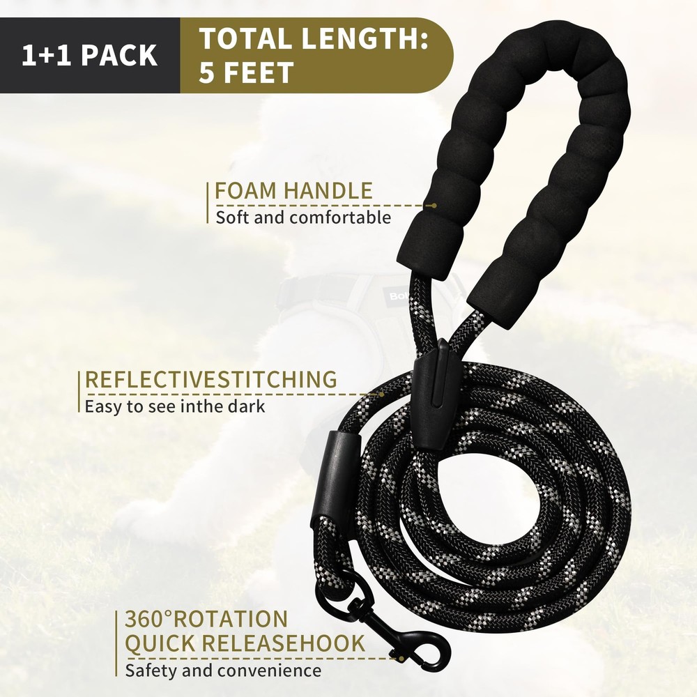 Small Dog Harness, Heavy Duty Tactical No-Pull Reflective Harness & Collar Se...