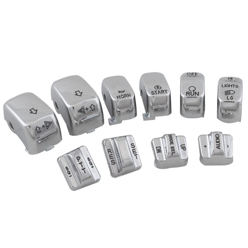 10pcs Chrome Hand Control Switch Button Covers For Harley Electra Glide FLHTCU