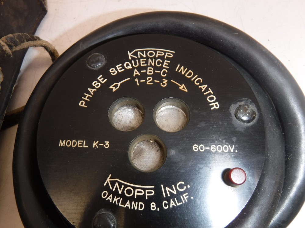 Vintage Knopp Phase Sequence indicator in Leather Carrying Case. Not Tested.