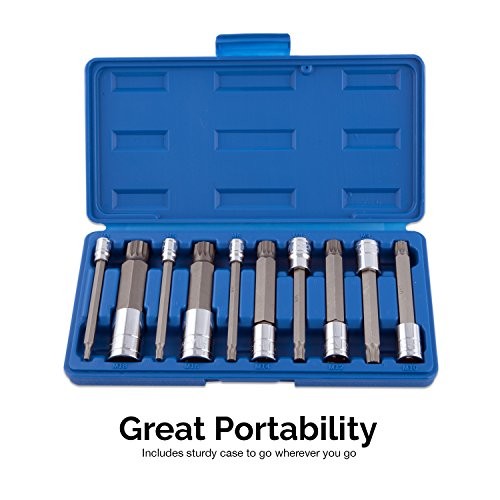 10054A XZN Triple Square Spline Bit Socket Set | Extra 10 Piece Extra-Long