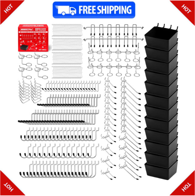 Pegboard Organizer Peg Board Hooks: 300-Piece Hooks for Black