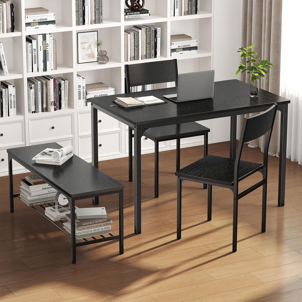 Dining Table, Dining Table Set for 4 with Bench, Easy to Assemble Kitchen Table,