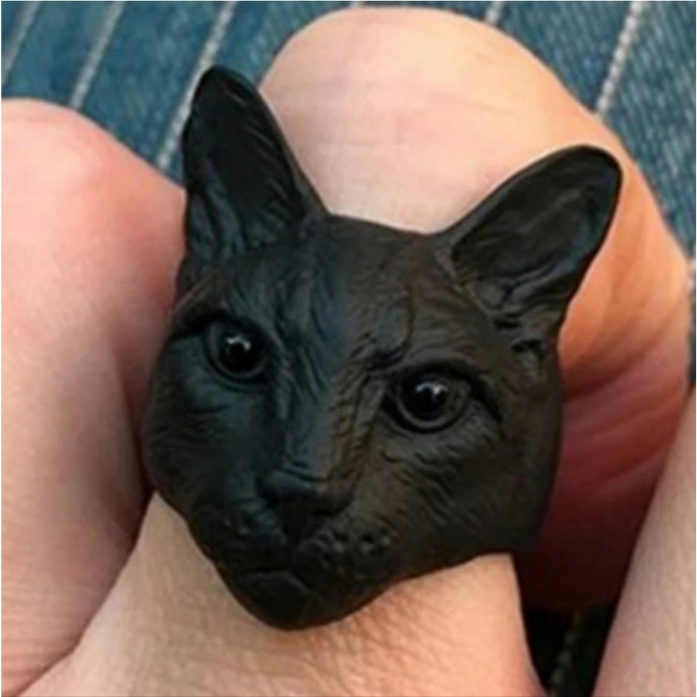 Salem Black Metal Kitty Cat Ring