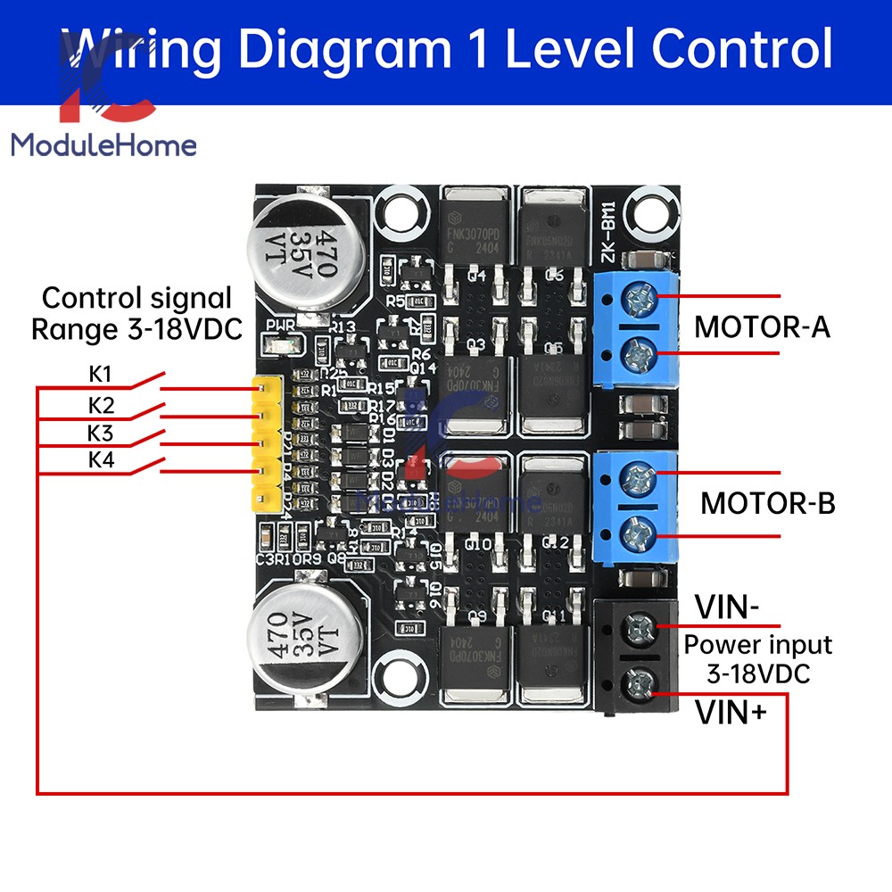 DC 3-18V 10A PWM DC Motor Speed Controller, Forward/ Reverse Motor Driver Module