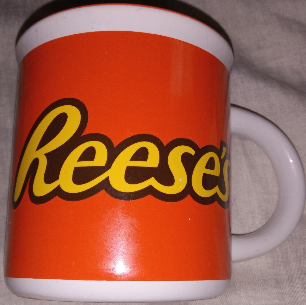 Reese's Coffee Cup Mug Orange Yellow Brown Original 12oz