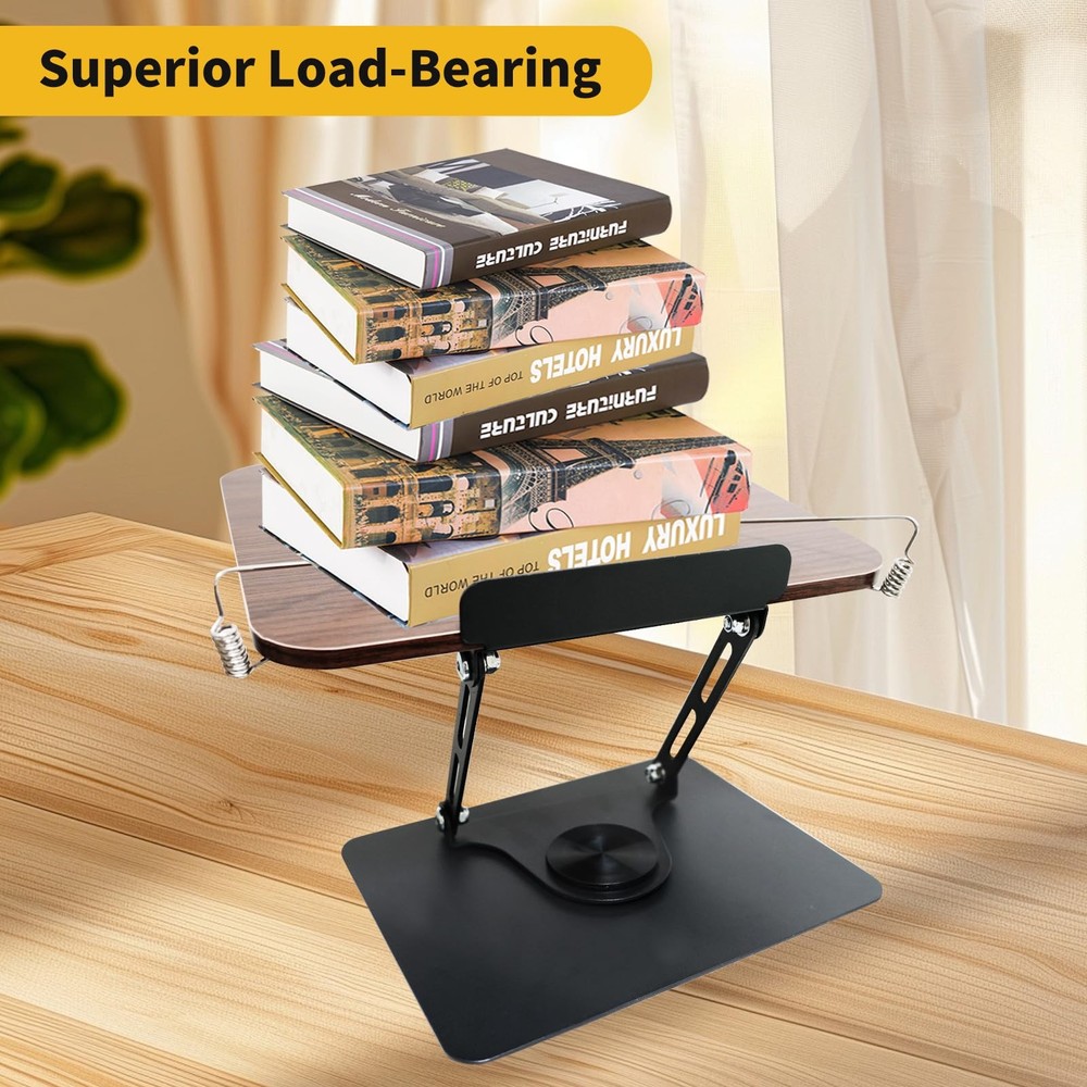 Book Stand for Reading, Adjustable Book Holder with 360°Rotating Bases, Folda...