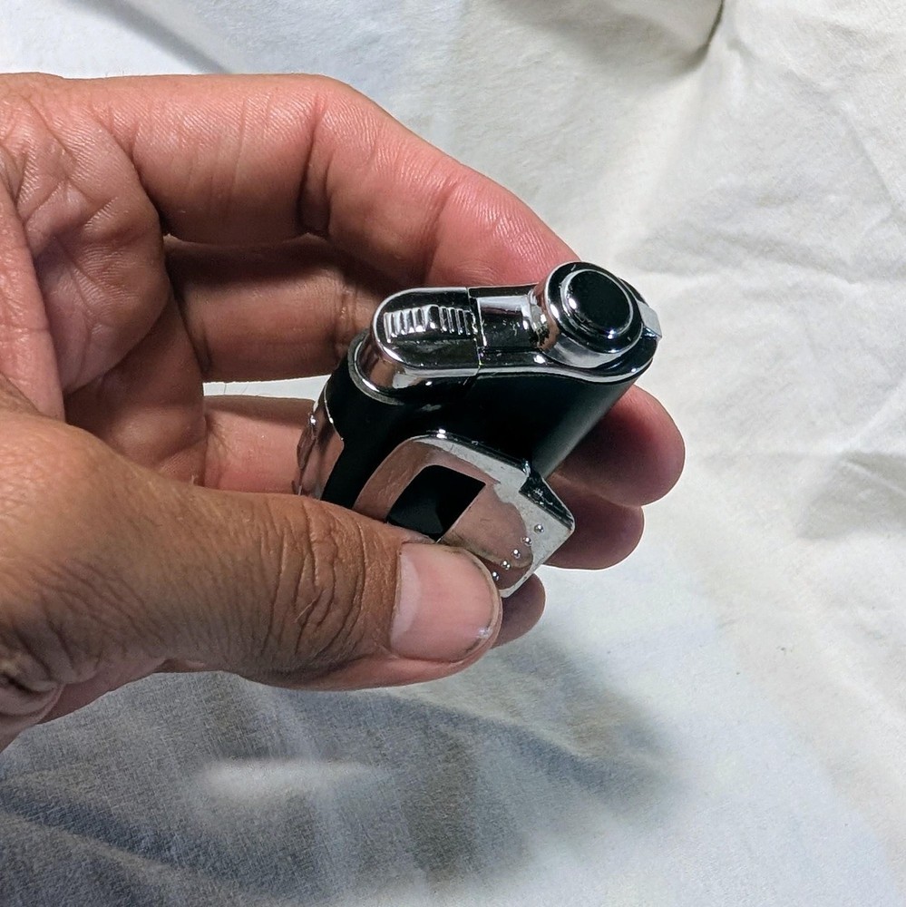 Black Samba Style Refillable Pocket Cool Lighter with Belt Clip