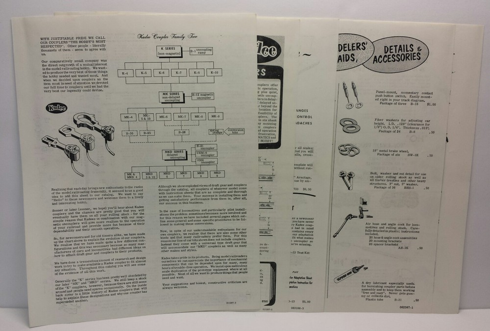 Kadee Components For Scale Railroads Model Train Catalog Pricing Part Pages 1967