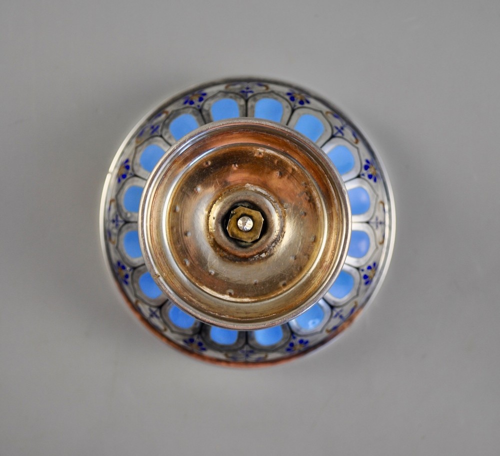 Antique 1800s Diana Head Mark - Solid Silver & Enamel Dish Bowl Austrian Hungary