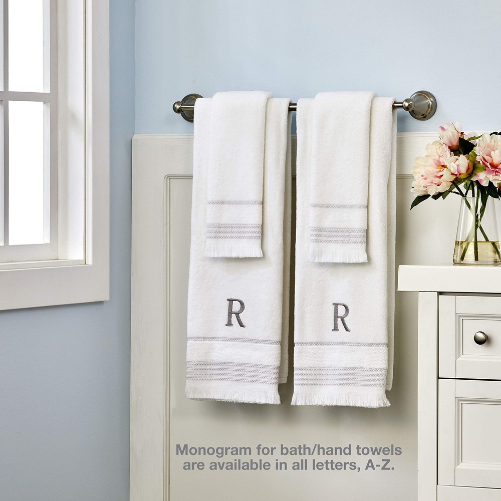 Casual Monogram Bath Towel, M, 28x54, White