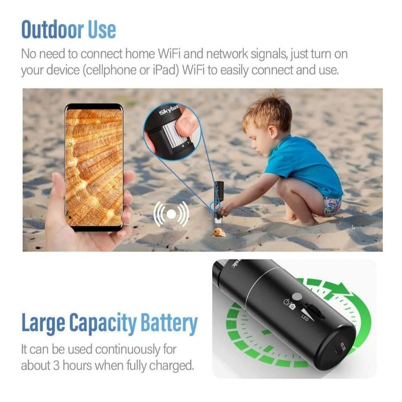 Wireless Digital Microscope, Skybasic 50X-1000X Magnification