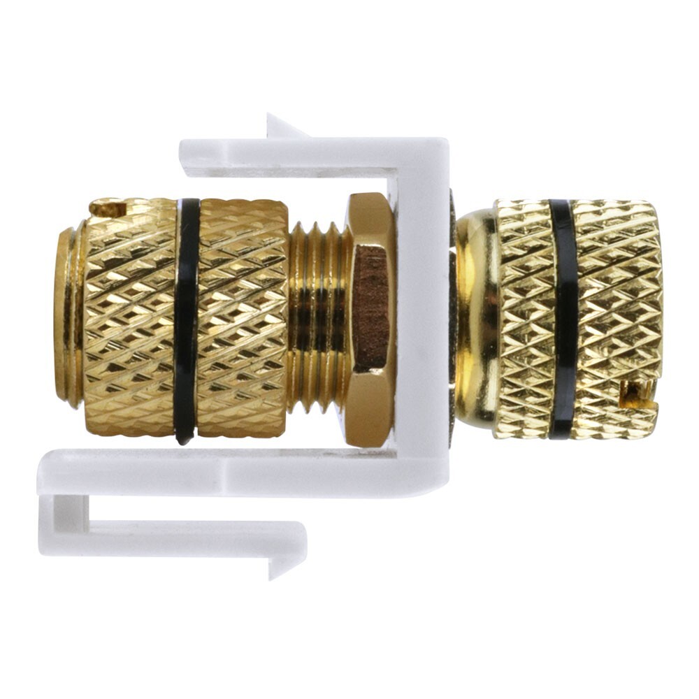 Gold-Plated Speaker Binding Post Keystone Insert (White, Black Band)