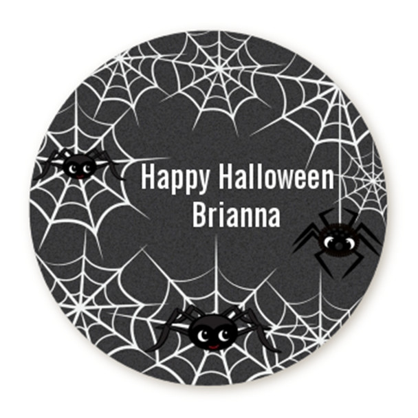Spider Webs - Halloween Personalized Round Stickers - 8 sizes available