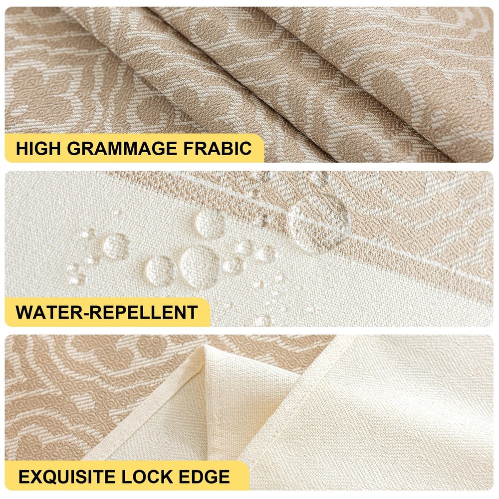 Nordic Beige Rectangular Tablecloth, Premium Drape, Water & Stain Resistant, ...