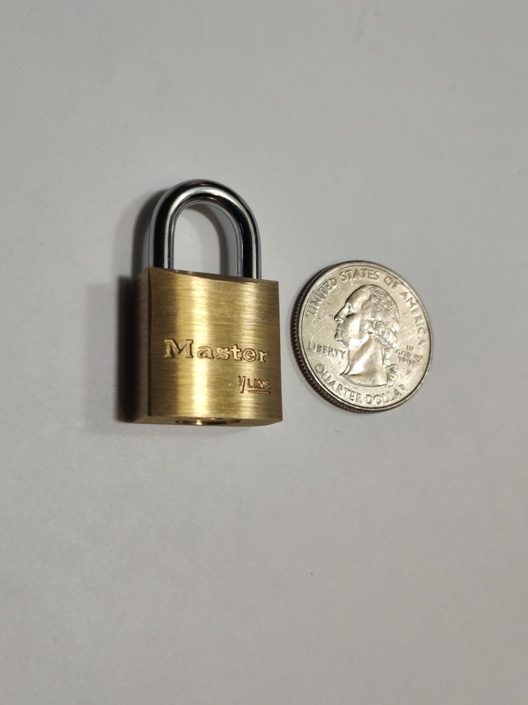 MASTER LOCK 4130KAWWG Keyed Padlock, 9/16 in,Rectangle,Gold