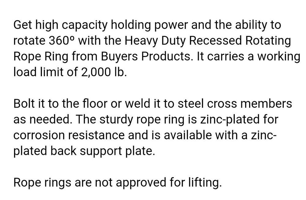 Buyers Products Tie Down 6000 lb. Capacity / 2000 lb. Working Load Limit