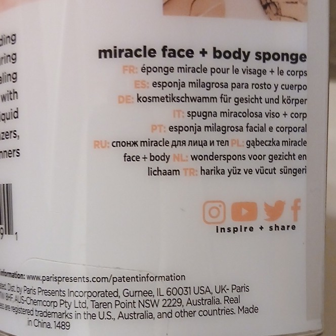 Real Techniques Miracle Face + Body Makeup Sponge Peach Reusable Multi-sided