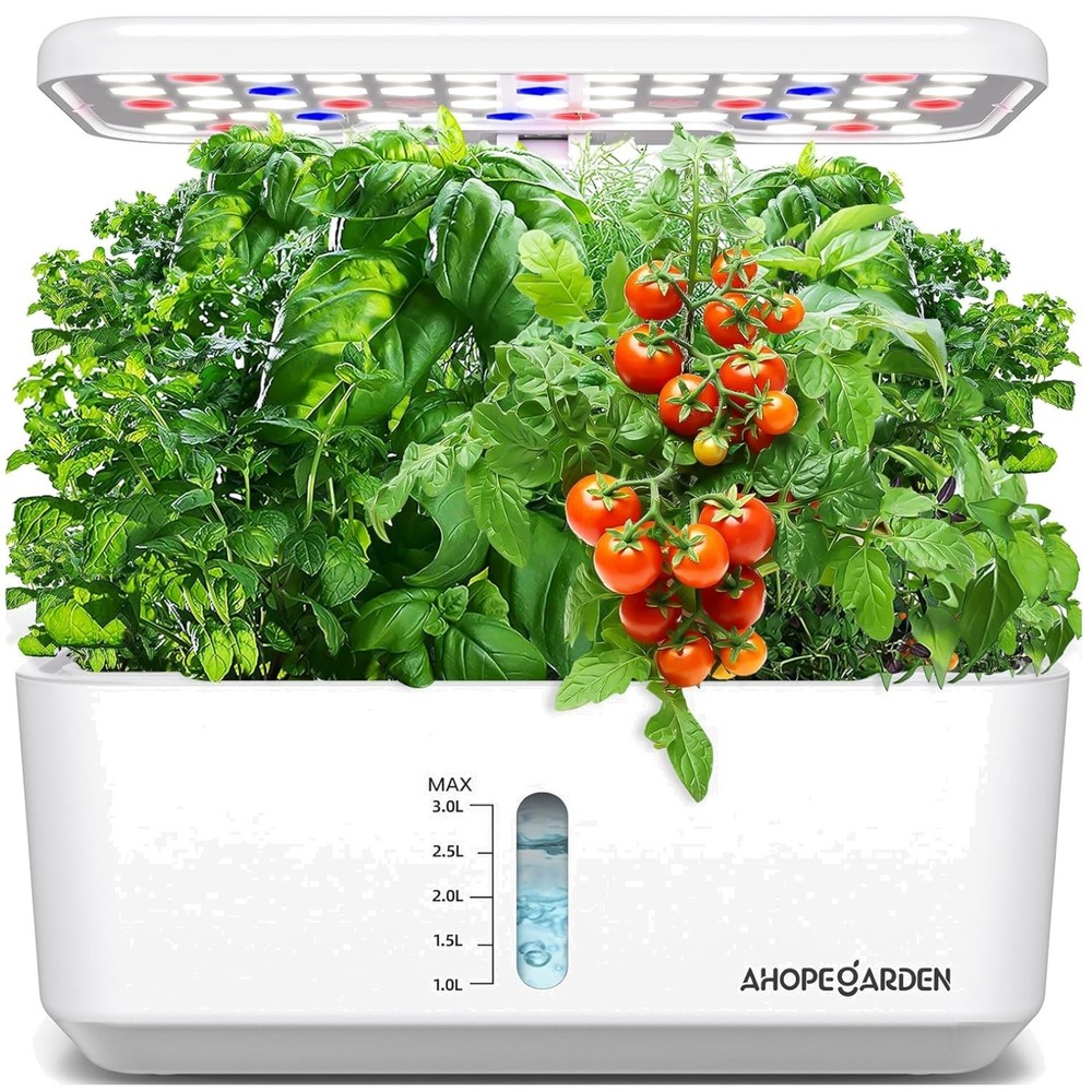 Compact 10-Pod Hydroponic Grow Kit with Adjustable LED Light for Indoor Veggies