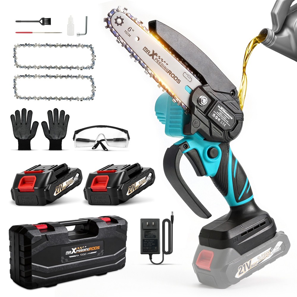 21V Cordless for Mini Chainsaw 2000mAh Rechargeable Battery 3 Chains Handheld