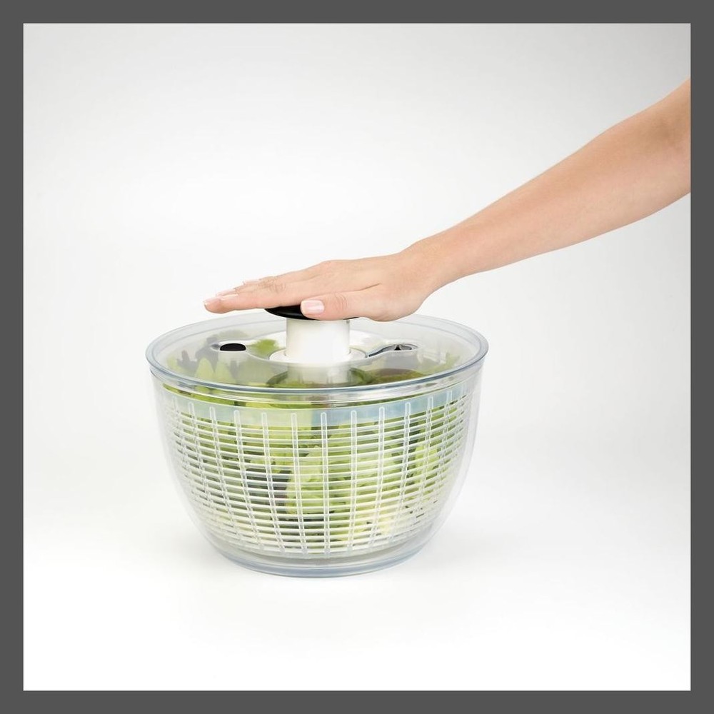 OXO Plastic Salad Spinner Easy One-Hand Use Dishwasher Safe