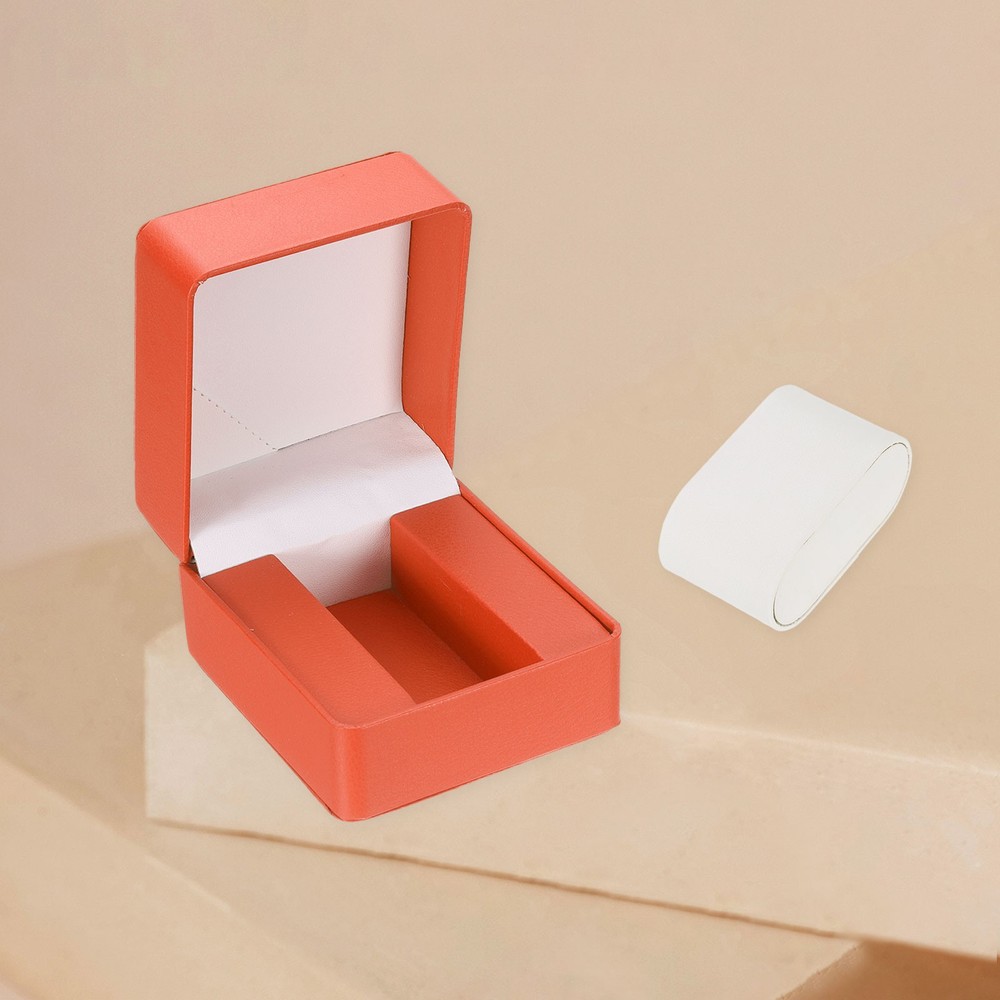 Single Watch Case, PU Leather Watch Storage Box, Orange, Rounded Corner