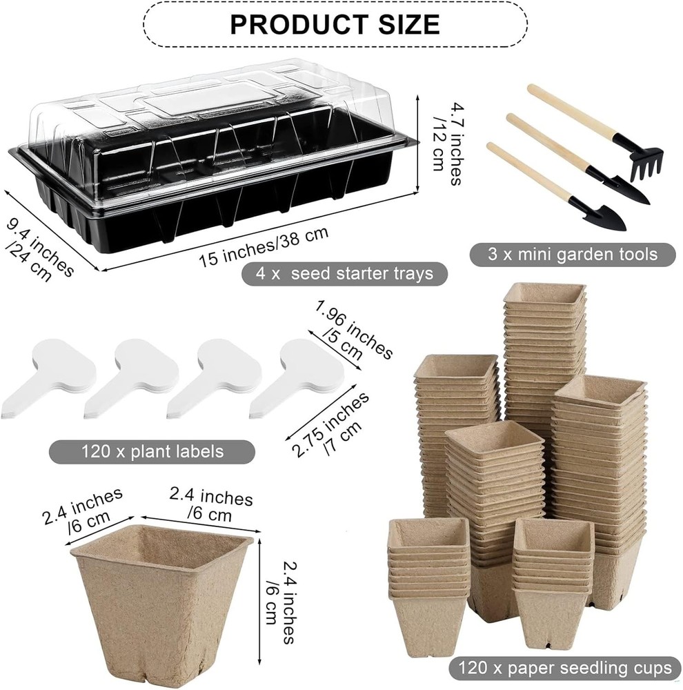247 Pack Seed Starter Kit Including Peat Pots for Seedlings Seed Starter Tray...
