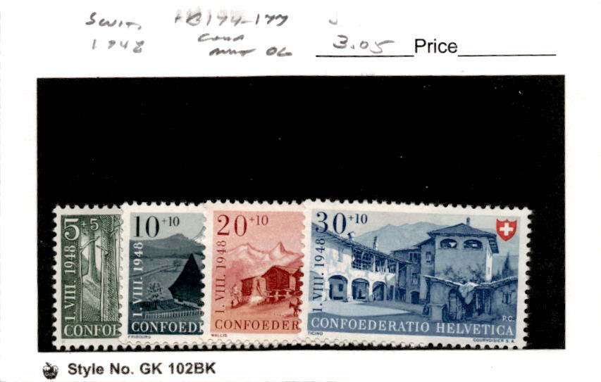 Switzerland, Postage Stamp, #B174-B177 Mint Hinged, 1948 Frontier Gaurd (AB)