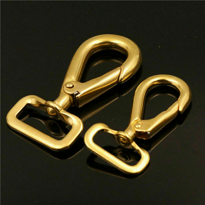 Solid Brass Swivel Eye Snap Hook Pet Leash Chain Clips Bag Leather Strap Clasp
