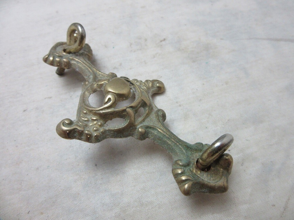 Vintage ornate brass drawer pull salvage