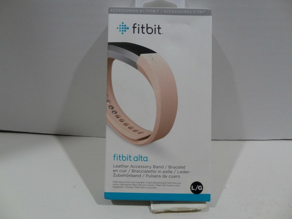 New Sealed Fitbit Alta Accessory Leather Band Bracelet Blush Pink Rose Large