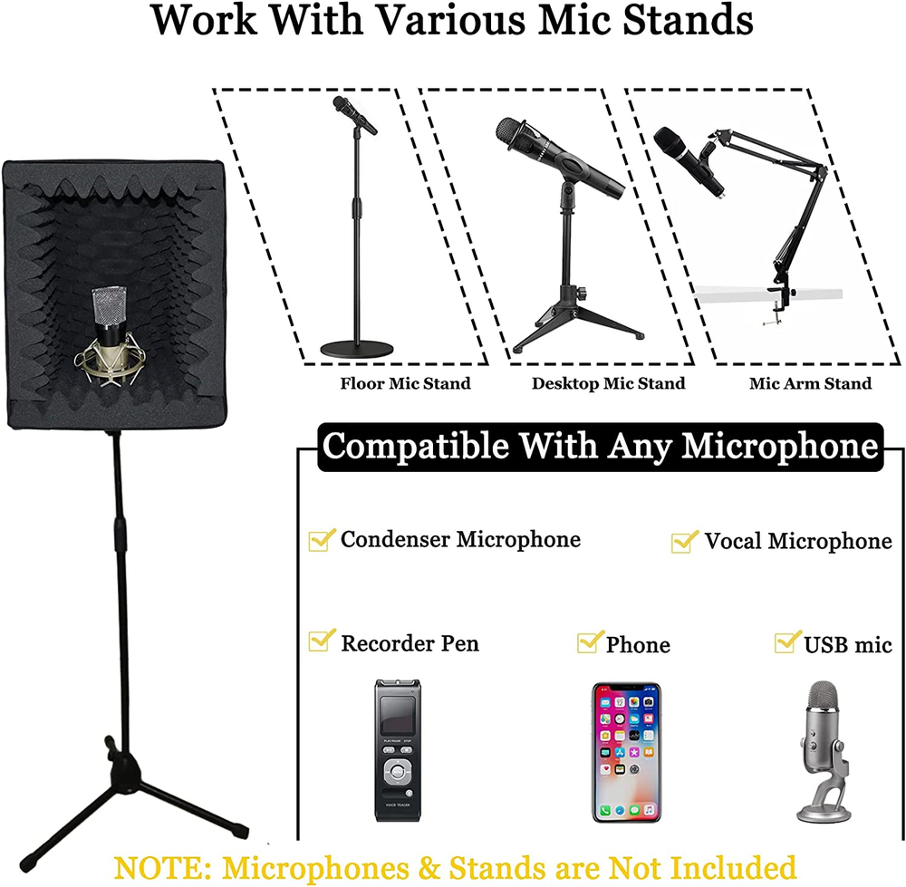 TroyStudio Portable Sound Recording Vocal Booth Box - |Reflection Filter & -