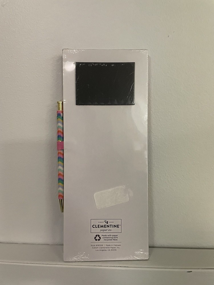 Clementine 100 Sheets 5 Color Wave Graphic Notes With Pen Magnetic Note Pad