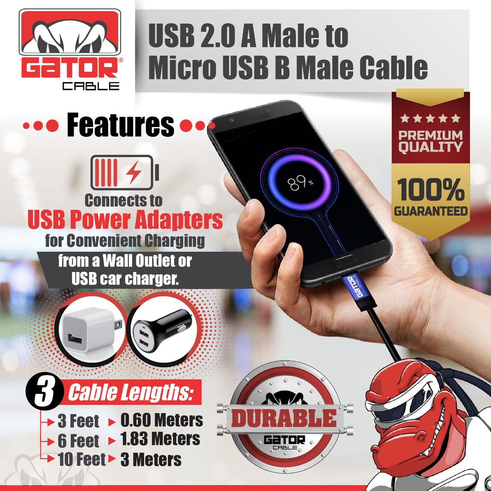 Micro USB Charger Cable Data Sync Powered For Samsung Android HTC LG Motorola